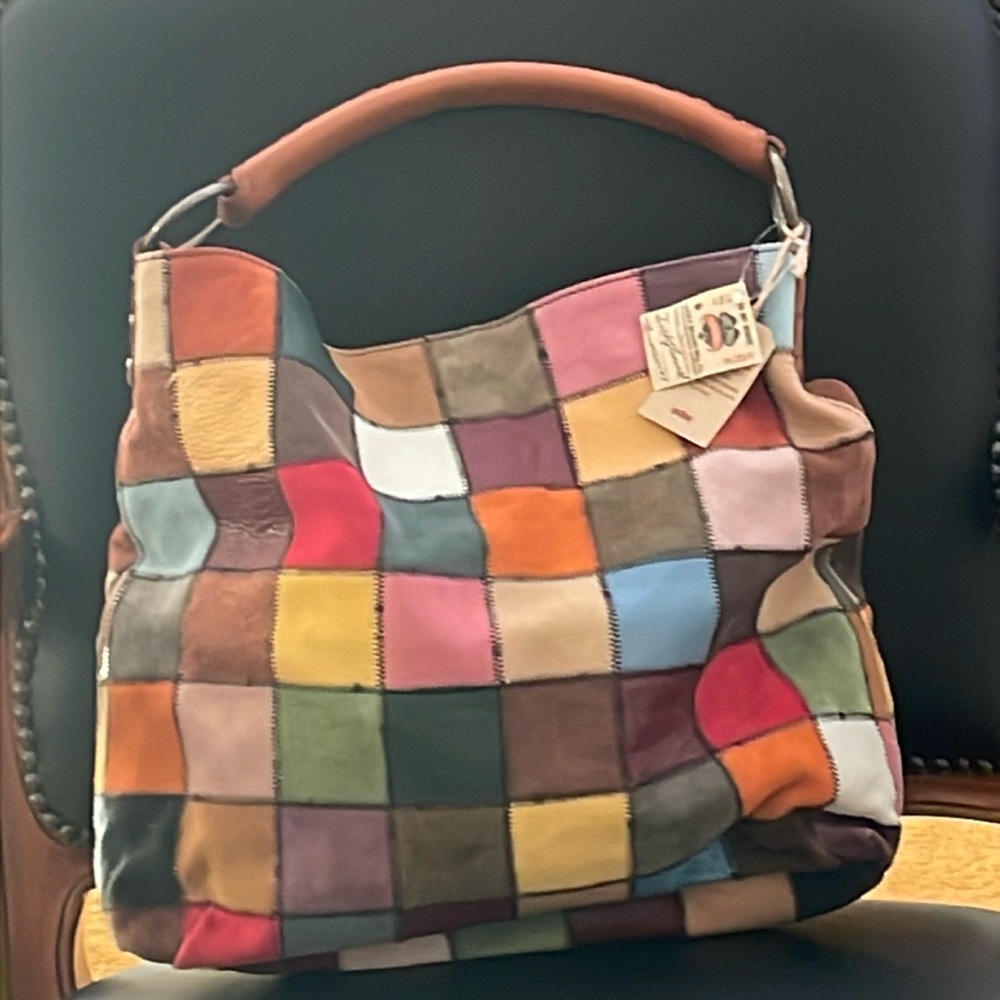 Lucky Brand All Leather Patchwork Hobo Handbag
